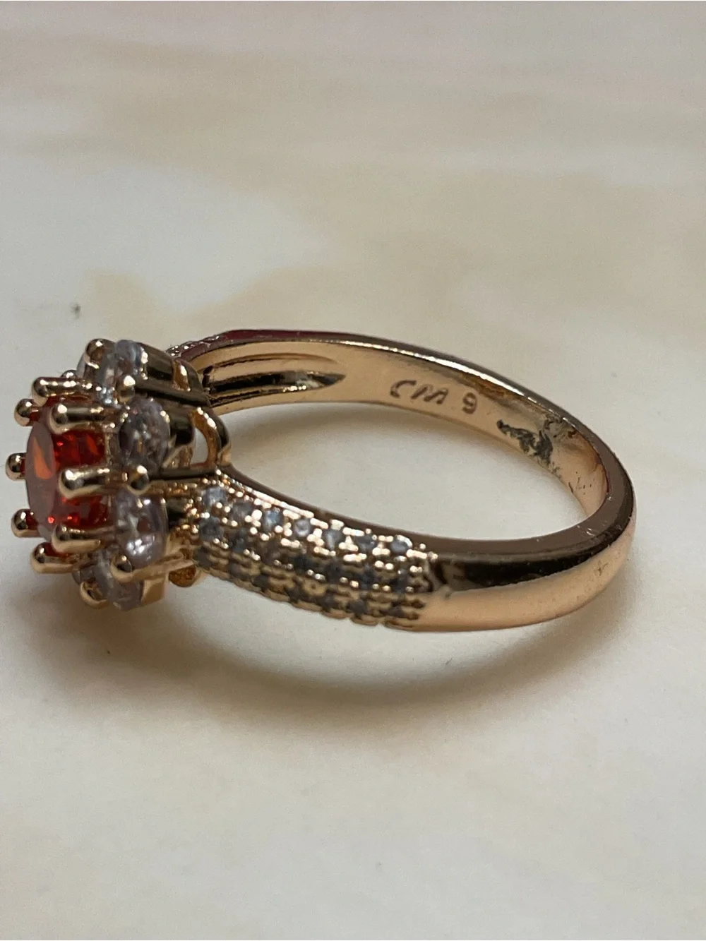 Halo Ring with Red Center